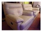 White Leather Sofa Suite (2-seat plus 1 recliner). Quick....